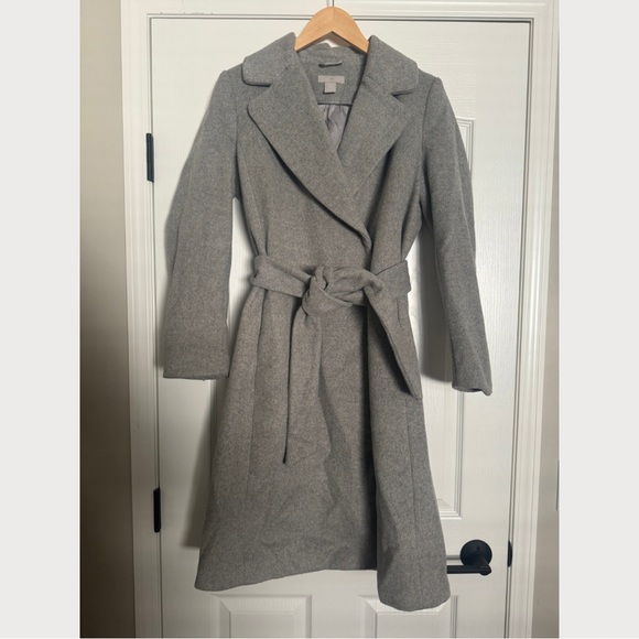 H&M wool-blend coat in grey melange size 6 - Picture 3 of 10